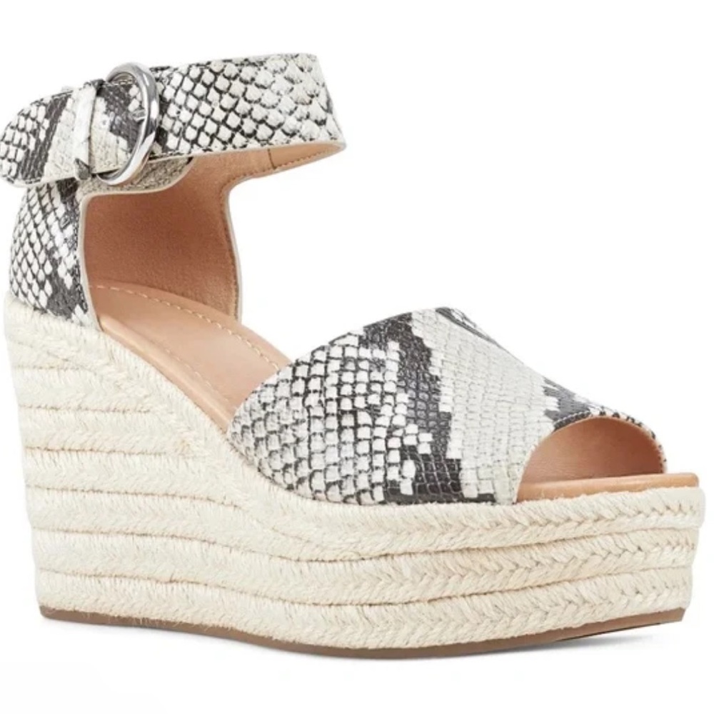 Nine West Women's Black and White Espadrille Wedge Sandals